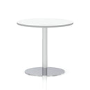 Italia Round Poseur Table Silver Leg - White - NWOF