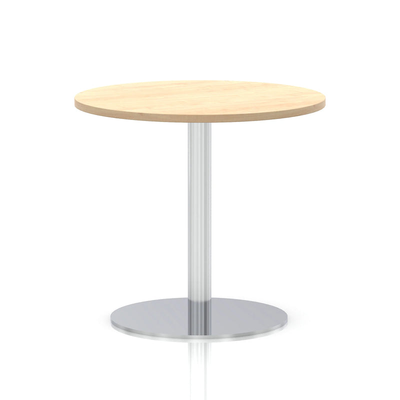 Italia Round Poseur Table Silver Leg - Maple