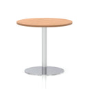 Italia Round Poseur Table Silver Leg - Oak - NWOF