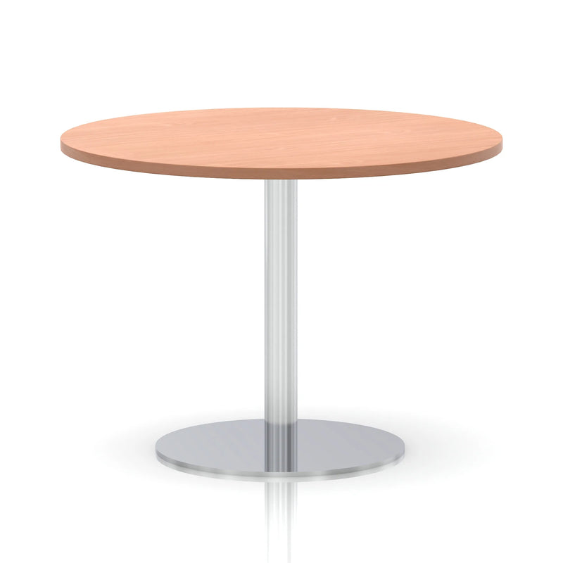 Italia Round Poseur Table Silver Leg - Beech
