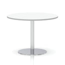 Italia Round Poseur Table Silver Leg - White - NWOF