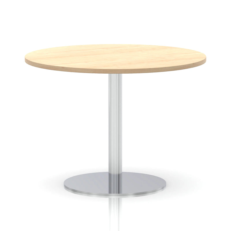 Italia Round Poseur Table Silver Leg - Maple