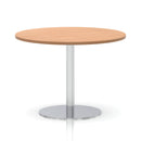 Italia Round Poseur Table Silver Leg - Oak - NWOF