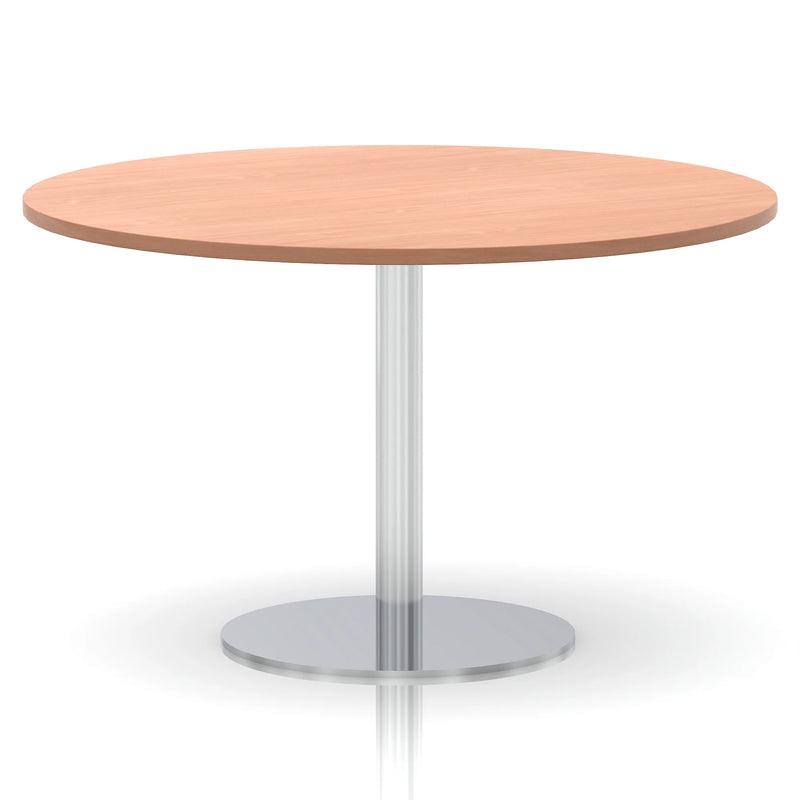 Italia Round Poseur Table Silver Leg - Beech