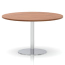 Italia Round Poseur Table Silver Leg - Walnut - NWOF