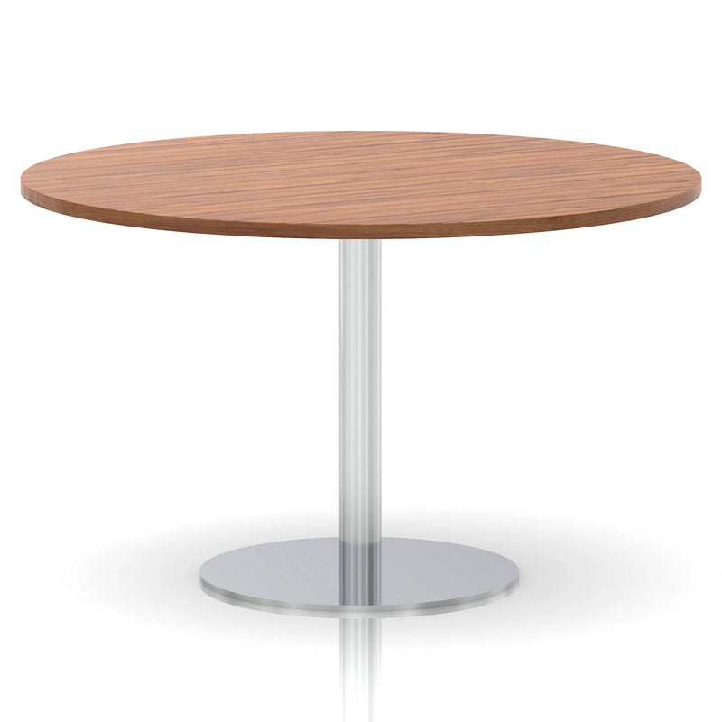 Italia Round Poseur Table Silver Leg - Walnut