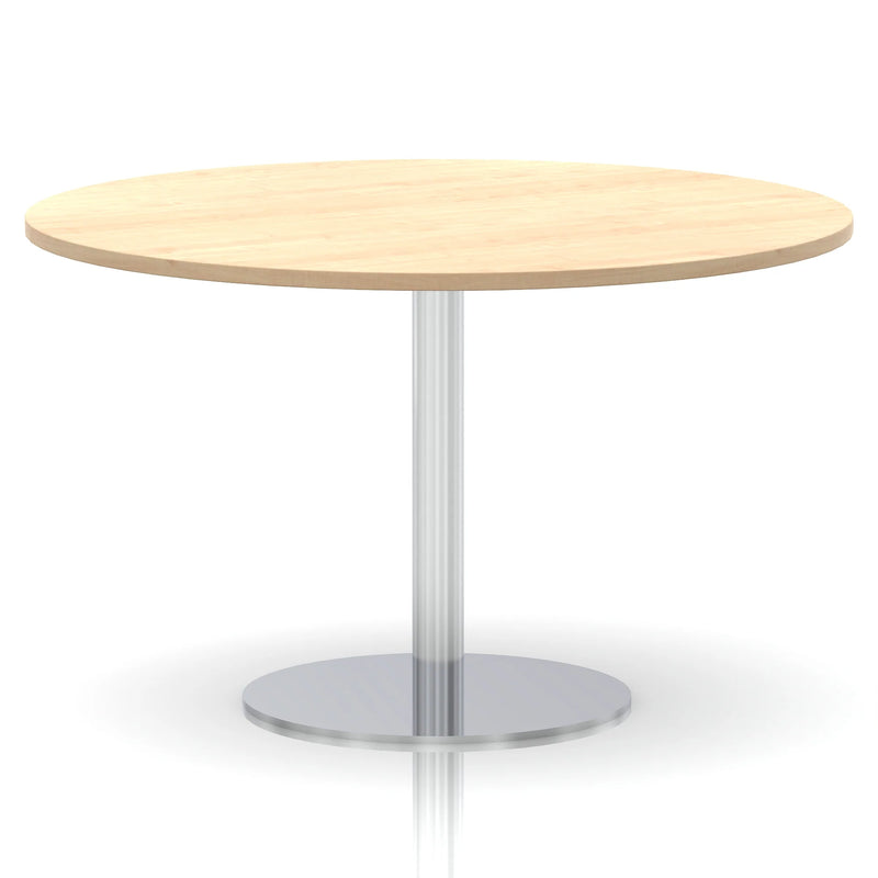 Italia Round Poseur Table Silver Leg - Maple