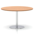 Italia Round Poseur Table Silver Leg - Oak - NWOF
