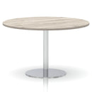 Italia Round Poseur Table Silver Leg - Grey Oak - NWOF