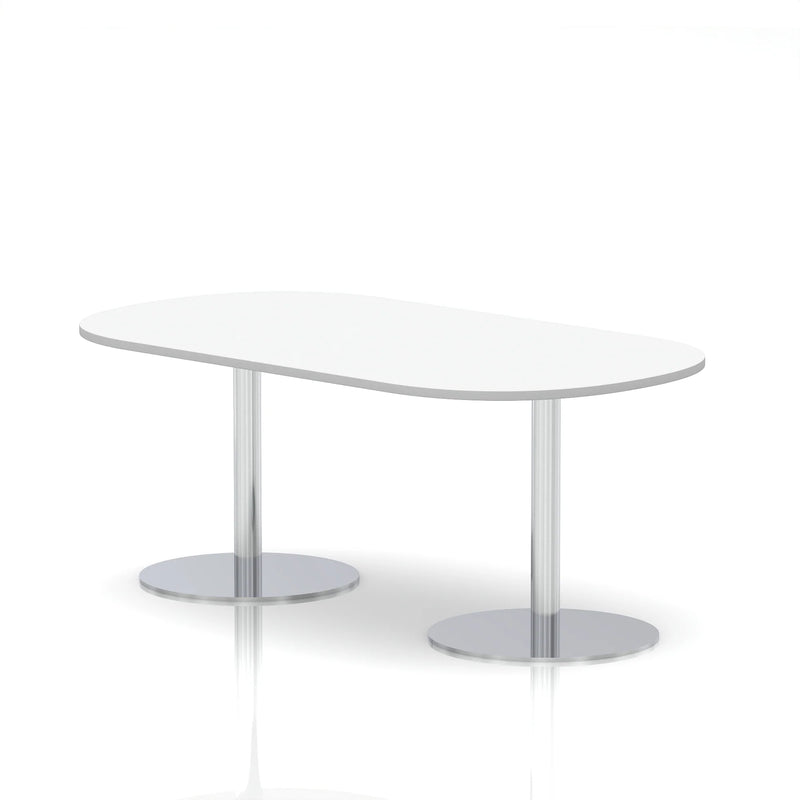 Italia Boardroom Table Silver Leg - White