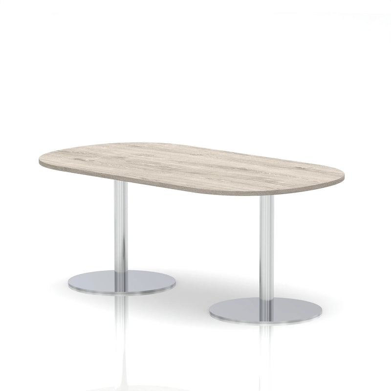 Italia Boardroom Table Silver Leg - Grey Oak
