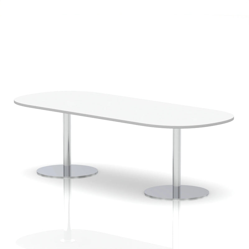 Italia Boardroom Table Silver Leg - White