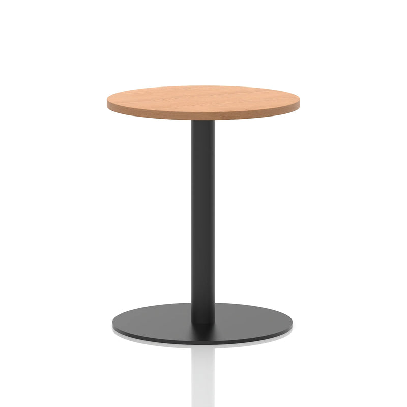 Italia Round Poseur Table Black Leg - Oak