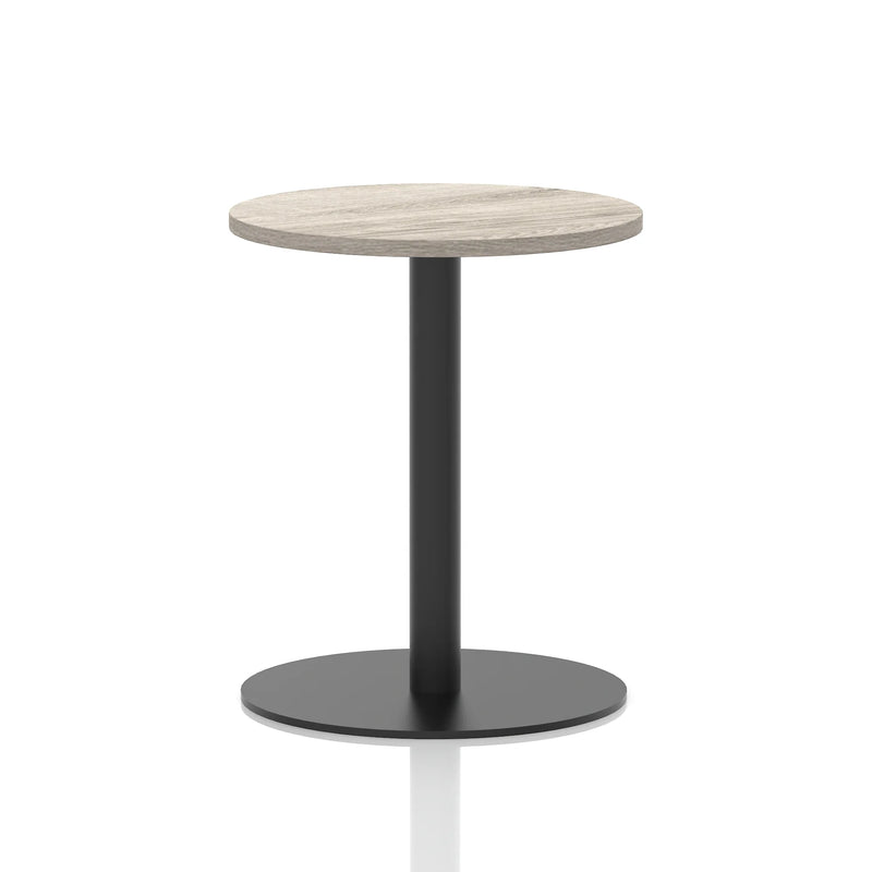 Italia Round Poseur Table Black Leg - Grey Oak