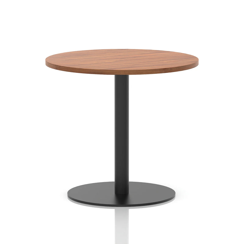 Italia Round Poseur Table Black Leg - Walnut