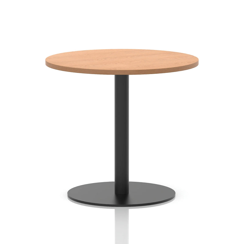 Italia Round Poseur Table Black Leg - Oak