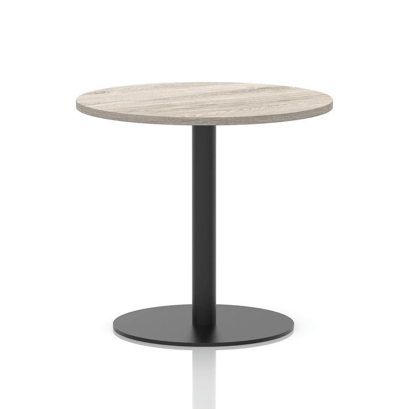 Italia Round Poseur Table Black Leg - Grey Oak