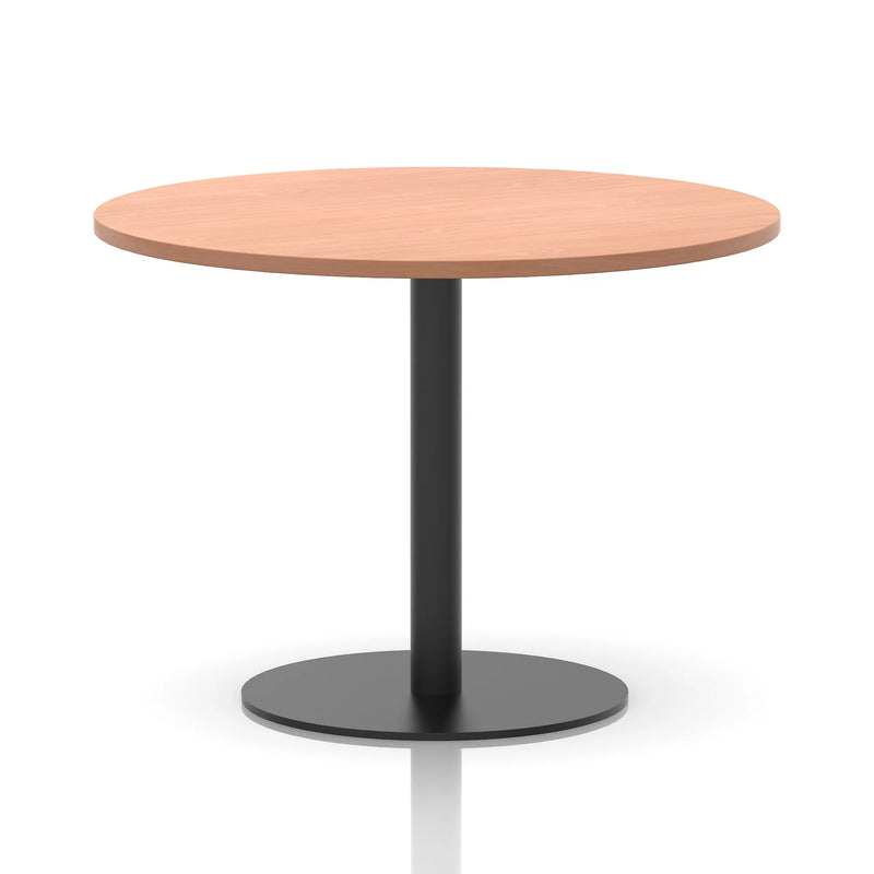 Italia Round Poseur Table Black Leg - Beech