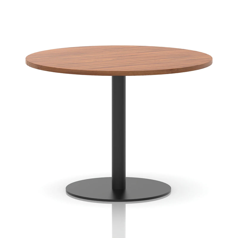 Italia Round Poseur Table Black Leg - Walnut