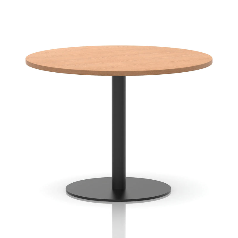 Italia Round Poseur Table Black Leg - Oak