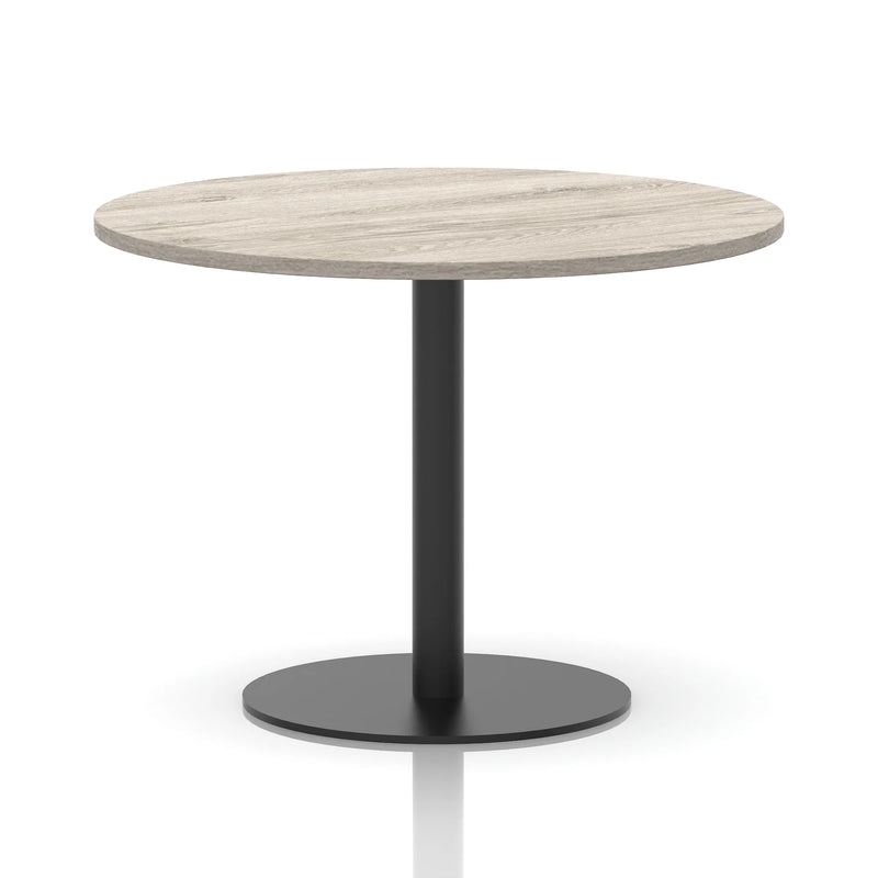 Italia Round Poseur Table Black Leg - Grey Oak