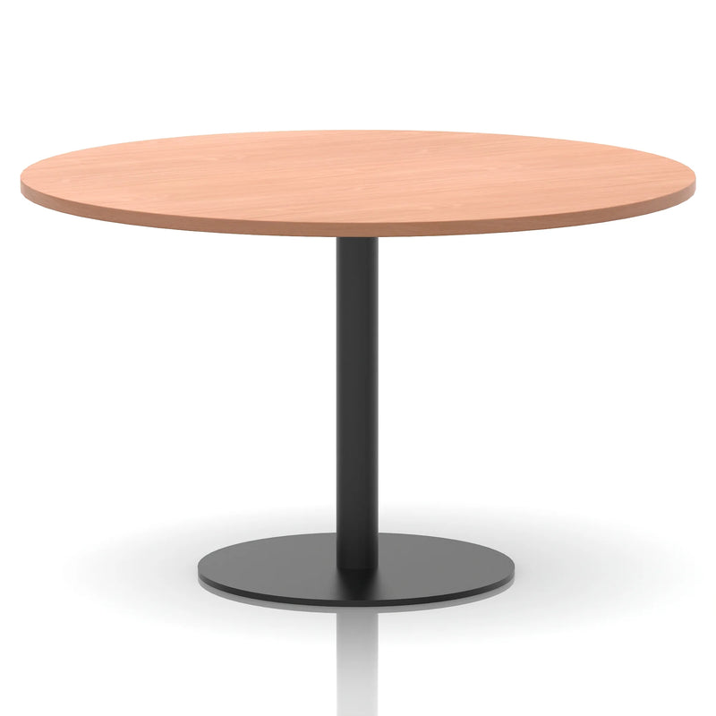 Italia Round Poseur Table Black Leg - Beech