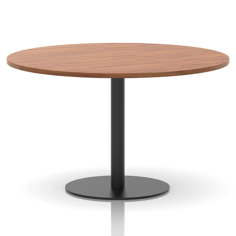 Italia Round Poseur Table Black Leg - Walnut
