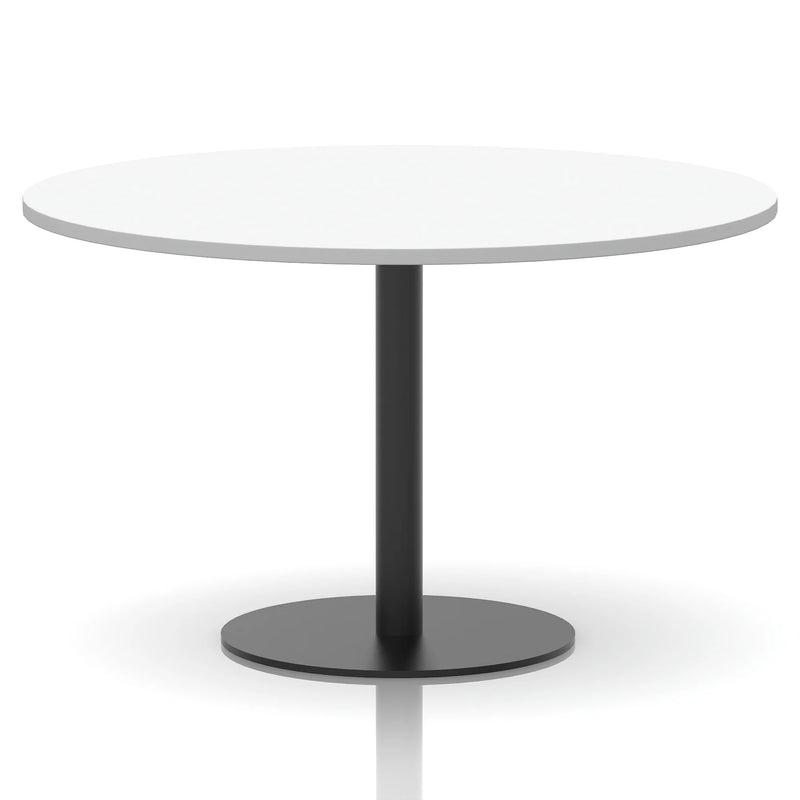 Italia Round Poseur Table Black Leg - White