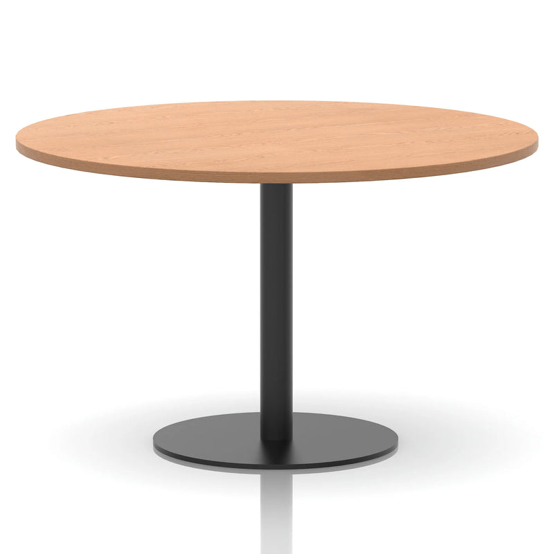 Italia Round Poseur Table Black Leg - Oak