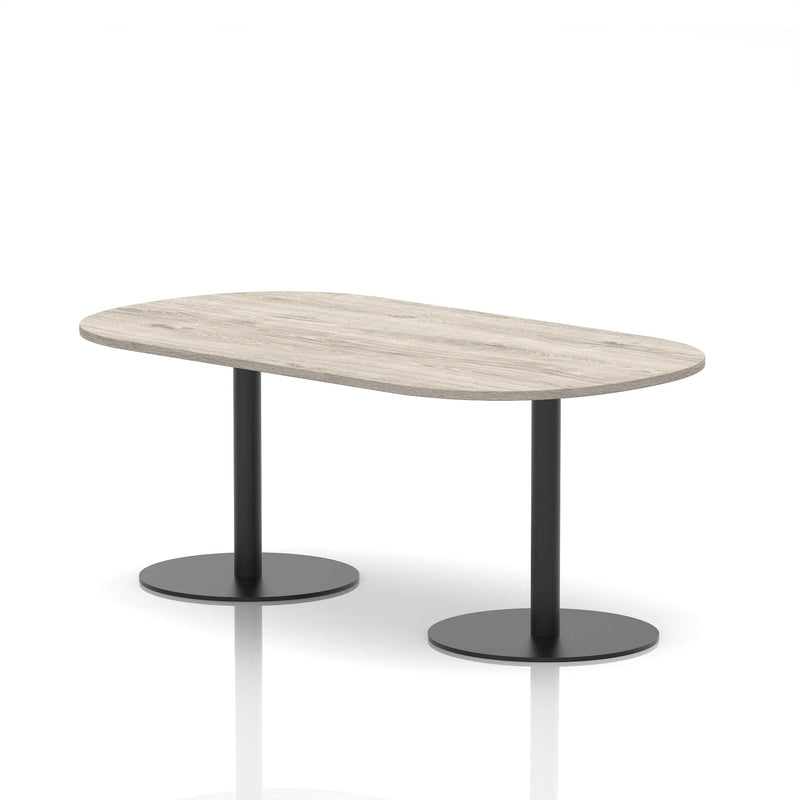 Italia Boardroom Table Black Leg - Grey Oak