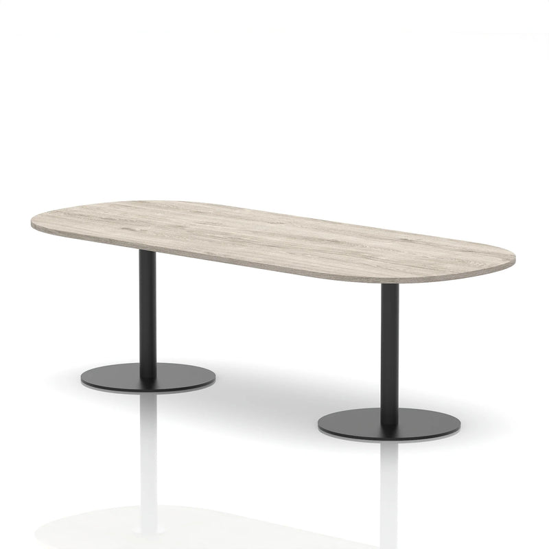 Italia Boardroom Table Black Leg - Grey Oak