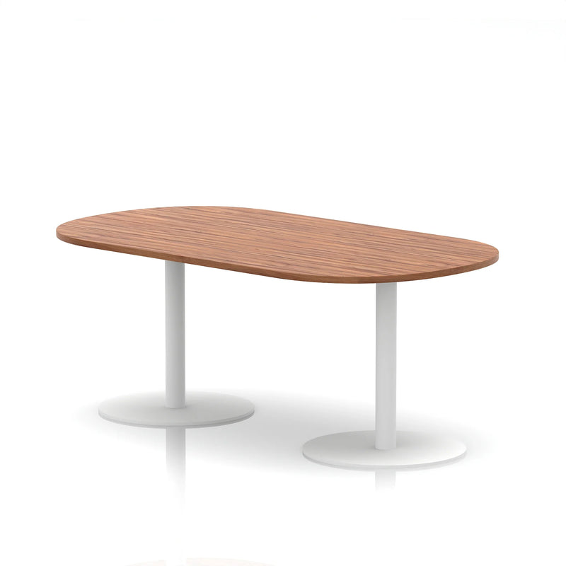 Italia Boardroom Table White Leg - Walnut