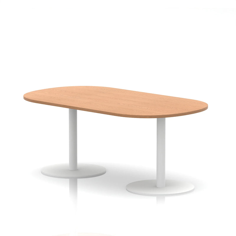 Italia Boardroom Table White Leg - Oak