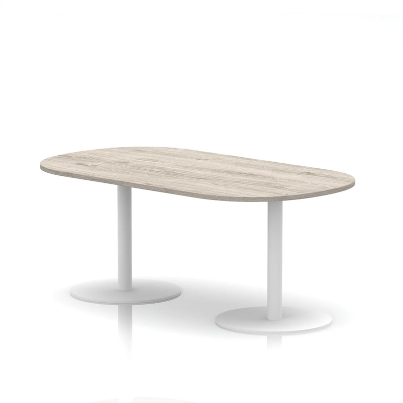Italia Boardroom Table White Leg - Grey Oak