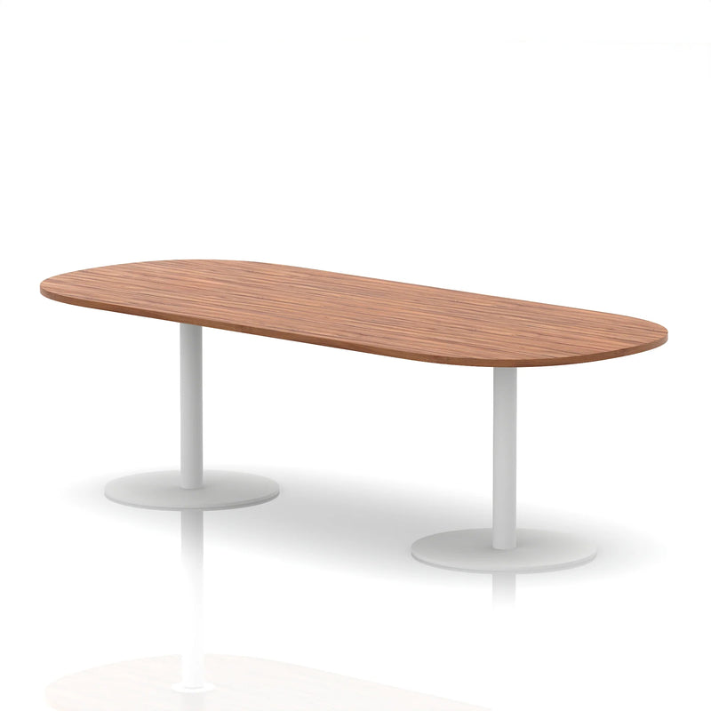 Italia Boardroom Table White Leg - Walnut