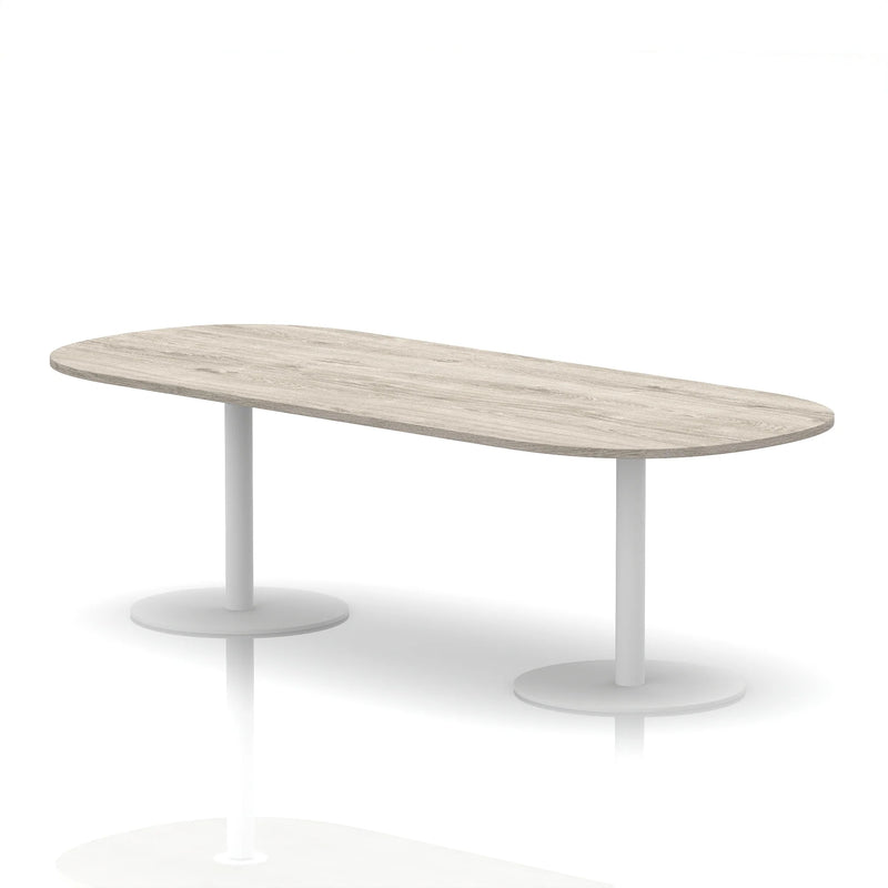 Italia Boardroom Table White Leg - Grey Oak