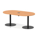 Dynamic Italia Volta poseur boardroom table with beech finish and integrated pop-up power module, ideal for modern office settings.
