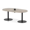 Dynamic Italia Volta Poseur Boardroom Table with Grey Oak finish and pop-up power module, showcasing a sleek, modern conference table.
