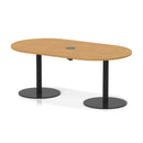 Dynamic Italia Volta Poseur Boardroom Table with oak finish and built-in pop-up power module for modern conference rooms.
