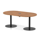 Dynamic Italia Volta poseur boardroom table with walnut finish and pop-up power module, ideal for modern conference rooms.