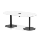 White Italia Volta Poseur boardroom table by Dynamic with integrated pop-up power module, modern design for professional office spaces.