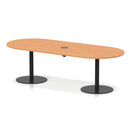 Dynamic Italia Volta Poseur Boardroom Table with Beech finish and built-in pop-up power module, ideal for modern conference rooms.