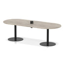 Dynamic Italia Volta Poseur Boardroom Table in grey oak with pop-up power module, modern office furniture for meetings.