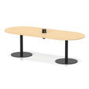 Dynamic Italia Volta Poseur Boardroom Table with maple finish and pop-up power module, ideal for modern conference rooms.