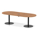 Dynamic Italia Volta Poseur Boardroom Table with walnut finish and pop-up power module, perfect for modern office conference rooms.