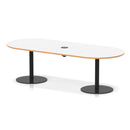 Dynamic Italia Volta poseur boardroom table with white and oak finish, featuring a pop-up power module and modern design.