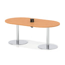 Dynamic Italia Volta Poseur Boardroom Table with Beech finish and pop-up power module, ideal for modern conference rooms.