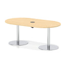 Dynamic Italia Volta Poseur Boardroom Table with maple surface and built-in pop-up power module, ideal for modern conference rooms.