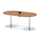 Dynamic Italia Volta Poseur Boardroom Table with walnut finish and pop-up power module, ideal for modern conference rooms.