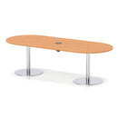 Dynamic Italia Volta Poseur Boardroom Table with Beech finish and built-in pop-up power module, ideal for modern office meetings.